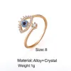 2023 Gold Plated Rings Jewelry Women Sier Crystal Fashion Finger Open Custom Adjustable Blue Evil Eye Ring