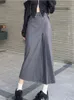 Saias Houzhou Irregular Long Women Vintage Y2K HAIS CAIZ A-LINE A PACKWORK PLEAT SCOLO CASUAL 90S STREETHEAW Summer 230424