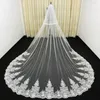 Bridal Veils Real PO 3m bruiloft sluier met kantapparaat rand lange kathedraal 2 lagen tule op maat gemaakt gemaakt
