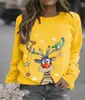 Pulls pour femmes Dames Dessin animé Elk Impression 3D Couple de Noël personnalisé Rue à manches longues Sweat-shirt à col rond Plus Taille XXS-6XL