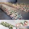 Decorative Flowers Wreaths 50/100Cm Diy Flower Wall Arrangement Supplies Silk Peonies Rose Artificial Row Decor Iron Arch Drop Deliver Dh7To