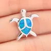 Pendanthalsband Cinily skapade Blue Fire Opal Tortoise Silver Plated Wholesalel Sell Fashion for Women Jewelry Gift 18mm OD7030