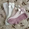 Chaussettes pour enfants filles chaussettes hautes arcs respirant doux enfants chaussettes en coton évider nouveau-né bébé chaussettes longues 0-3 ans chaussettes R231125