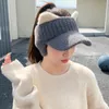 Autumn and winter cute hat for girls Fashion warm plus fleece knitted baseball lady duck tongue wool empty top hat for winter Korean women