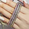 Charm Bracelets 3mm stone 18cm long silver color on hand princess cut zircon barcelet bangle for women wedding bride fashion jewelry S4798 230425