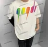 Xinxinbuy Men Designer Tee T Shirt 23SS Lightning Rainbow Gradient Letter短袖女性ブラックアプリコットXS-XL