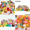 Bath Toys Random Mini Colorf Rubber Float Squeaky Sound Duck Toy Baby Water Pool roligt för flickor pojkar gåvor LJ201019 Drop Delivery K DH1B3