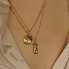 Collane con ciondolo Collana in acciaio al titanio color oro Moda Design unico Body Face Accessori per catena da collo da donna per donna