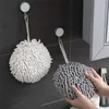 Home Chenille Hand Towels Kitchen Bathroom Hand Towel Ball with Hanging Loops Quick Dry Soft Absorbent Microfiber Towels LT382