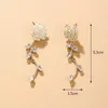 Boucles d'oreilles pendantes mode pétale de Rose goutte pour les femmes blanc Long gland Zircon mariages fête bijoux accessoires cadeau