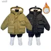 Donsjas 3-10 jaar Jongens Winter Plus Fluwelen bovenkleding Mode Kinderen Warme donsjassen met capuchon Kinderkleding Jongens Dikker Winddichte jassen 231125