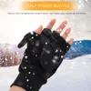 Cycling Gloves Half Finger Flip Touch Screen Half-finger Outdoor Warm Polar Fleece Winter Mitts Wear-resistant Men Women Autumn