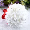 Fleurs de mariage Rose mariée mousse fleur Bouquet ruban faux