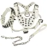 Collier de harnais de chien en cuir blanc à pointes et ensemble de laisse de marche robuste pour Boxer Pitbull Mastiff2090964