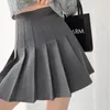 Spódnice plisowana spódnica z wysokim pasażem Kobieta Summer Slim Preppy Style krótki biuro Lady Retro Kawa