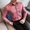 Men's Dress Shirts Classic Lapel Tops For Men Slim Fit Button Down Business Autumn Fashion M 3XL Various Colors