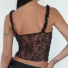 Tanks pour femmes Xingqing Floral Lace Tops pour femmes Sexy Sheer Voir à travers Spaghetti Strap Sans manches Camisole 2000s Vêtements Party Clubwear