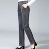 Pantaloni da donna Pantaloni dritti in velluto a coste a tre colori da donna Filo di vite Elastico in vita anelastico selvaggio Lunghezza alla caviglia Mantieni caldo Due tasche