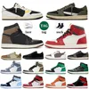 Jumpman 1 Mens Basketball Shoes University Bred Patent Dark Reverse Mocha J 1s low Cactus Jack Black Olive Palomino High Denim Lost and Found Womens Sneakers Size 36-47