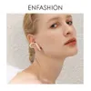 Polsino dell'orecchio ENFASHION Perla Linea curva Polsino dell'orecchio Clip su orecchini per le donne Colore oro Grandi orecchini Earcuff senza gioielli penetranti E191136 230425