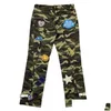 Men's Pants High Street Camuflage dżinsy męskie haftowane streetwear marka mody American Hip Hop prosty casual Cargo H1223 Drop Dhy4B