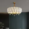 Chandeliers Lights Modern Led Lotus Copper Living Dining Room Decor Home Lamp Model House El Lobby Luminária