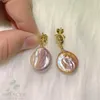 Orecchini pendenti 16-18mm Orecchino di perle barocche multicolori Gancio per orecchio in oro Regalo di lusso per donne di moda Matrimonio classico