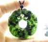 Pingente colares pedra natural chinês preto verde mão-esculpida amuleto para diy jóias fazendo colar acessórios a33