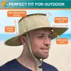 Brede randzonnen hoed voor mannen vrouwen buiten zonbescherming boonie hoed verstelbare pasvorm, ademende zomerhoed voor safari -wandelvissen - tan