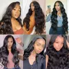 Spetsspårar Body Wave Front Wig 13x4 HD Frontal 180% Kvinnor Svart mänskligt hår Brasilianska 3 arbetsdagar Leverans