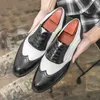 New Britain Black White Patchwork Oxford Leather Shoes Men Dress Wedding Prom Homecoming Party Footwear Sapatos Tenis Masculino