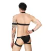 Imbracatura per bondage da uomo Cintura per il corpo con cavezza sul petto sexy con fascia da polso elastica Fascia da polso Anello per le gambe Giarrettiera Intimo Lingerie Set fetish