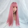 Parrucche sintetiche VICWIG Cosplay con frangia capelli lisci lunghi 24 pollici resistenti al calore rosa per le donne 230425