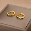 Orecchini pendenti Semplice Zircone rotondo per le donne Sposa Elegante geometrica colorata Cubic Zirconia Fidanzamento di nozze Jewerly 2023