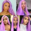 Light Purple Long Lace Straight Hair Glueless Heat Resistant Fiber Synthetic For Fashion Women