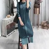 Casual Dresses Vintage Dress 2023 Spring/Summer Pleated Mid Length Straight Tube Summer Loper Long Long