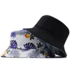 Береты, летняя шляпа от солнца, двустороннее черное ведро с цветами для мужчин и женщин, для рыбалки, для грустных мальчиков, панама, складная пляжная уличная рыбак