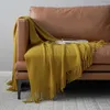 Blankets Solid American Style Throw Blanket With Tassel Shawl Soft Sofa Couch Cover Decorative Knitted Air Conditioner