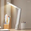 Table Lamps Foldable Desk Lamp Led Rechargeable Battery Study Reading Book Light Home Pink Night USB Protect Eyes