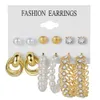 Pendientes de Metal exagerados de Color dorado IPARAM para mujer, aro de cristal de perla trenzada geométrica, regalos de joyería de moda 230424