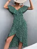 Casual Dresses Summer Models Ladies Dress Sexy One-shoulder Floral Elegant Suspender Dress High Wasit Irregular Long Dresses For Women 230425