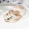 Bracelet en cristal carré en forme de cœur vert pour femmes et filles, couleur or, cadeau pour amoureux, bijoux de fête