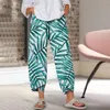 Women's Pants Harem Women Casual Loose Vintage Printed Elastic Waist Wide Leg Summer Irregular Pantalon Cropped Plus Size