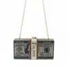 イブニングバッグクリエイティブファッションマネークラッチ財布10000ドルの現金ハンドバッグショルダーウェディングディナー230424のスタック