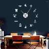 Horloges murales décoration de la maison acrylique miroir horloge mode créative dentiste salon bâton chambre décor