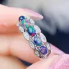 Cluster Ringe Natürlicher Echter Schwarzer Opal Luxusring 925 Sterling Silber Feiner Schmuck für Männer oder Frauen