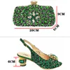 2023 Women Ladies Real Leather Summer Sandals 6CM Chunky High Heels Glass Pea Rhinestone Peep-toe Diamond with Hand Bag Wedding Nigeria Shoes Buckle Size 37-43