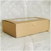 Presentförpackning 20st 18x12x5cm brun Kraft Paper Box med fönstergåva Cajas de Carton Packaging Cookie Aron Wedding Drop Delivery Home Gard Dhlam