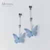 Stud Modian Insect Series Blue Butterfly Pearl Drop Earring For Women Fashion Gucien 925 Sterling Silver Dangle Earring Fine Smycken 231124