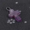 Pendant Necklaces 5pcs Natural Stone Pendants Cross Shape Amethysts Turquoises For Jewelry Making Diy Women Earring Party Gifts